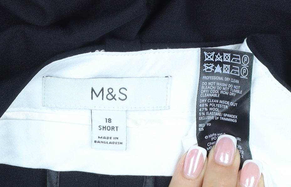 Marks & Spencer Women’s Black Size 18 Short Wool Blend Dress Trousers