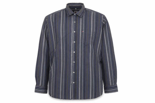Jupiter Men Blue Striped XXL Cotton Blend Long Sleeve Button-Up Shirt