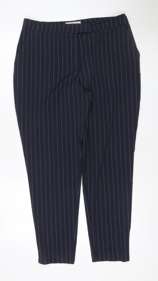 Marks & Spencer Limited Edition Women Blue Pinstripe Wide-Leg Trousers UK 14