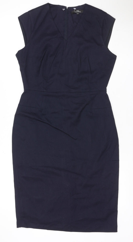 Next Women Blue UK 8 Sheath Knee Length Tailoring Work Dress