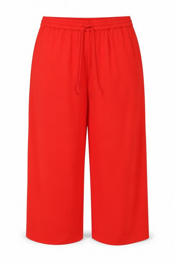 Marks & Spencer Womens Red UK 18 Short Wide-Leg Drawstring Trousers