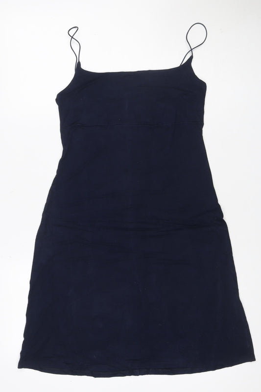 Benetton Women’s Blue Silk Maxi Slip Dress Size S Strappy V-Neck