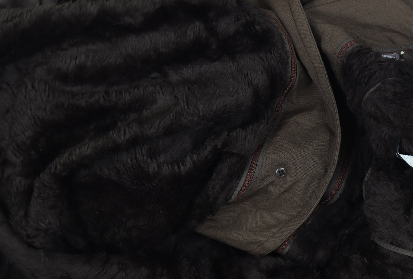 Imperial Paris Men’s Brown 52 Military Long Coat Faux Fur Lined