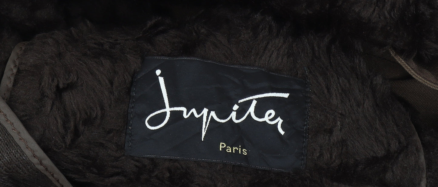 Imperial Paris Men’s Brown 52 Military Long Coat Faux Fur Lined