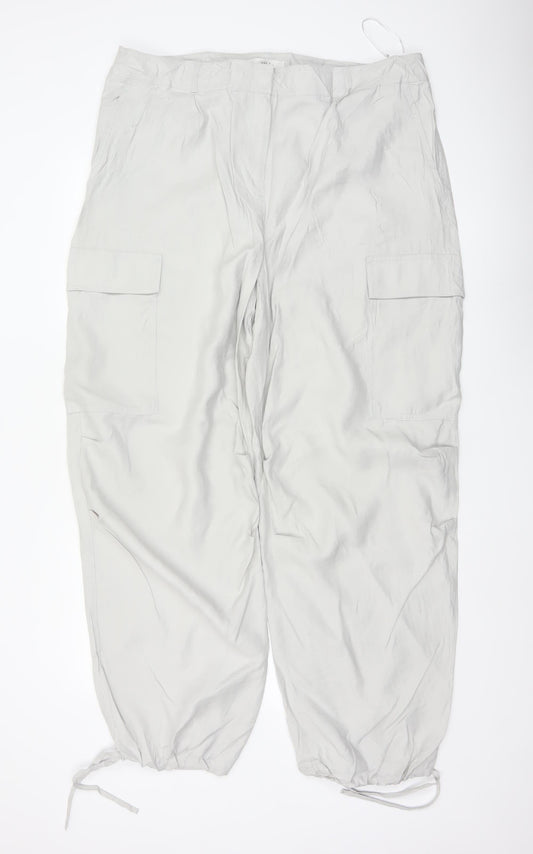 Marks & Spencer Women Grey Size 20 Long Cargo Trousers Modal Drawstring