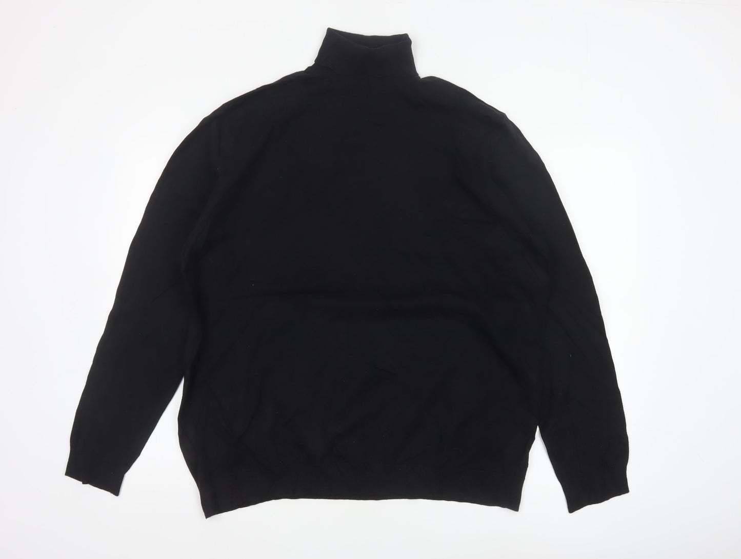 Marks and Spencer Men Black XL High Neck Cotton Knit Pullover Jumper