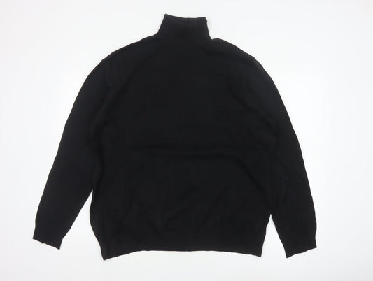 Marks and Spencer Men Black XL High Neck Cotton Knit Pullover Jumper