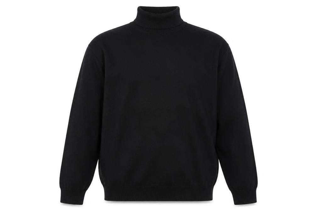 Marks & Spencer Men Black XL High Neck Cotton Knit Pullover Jumper