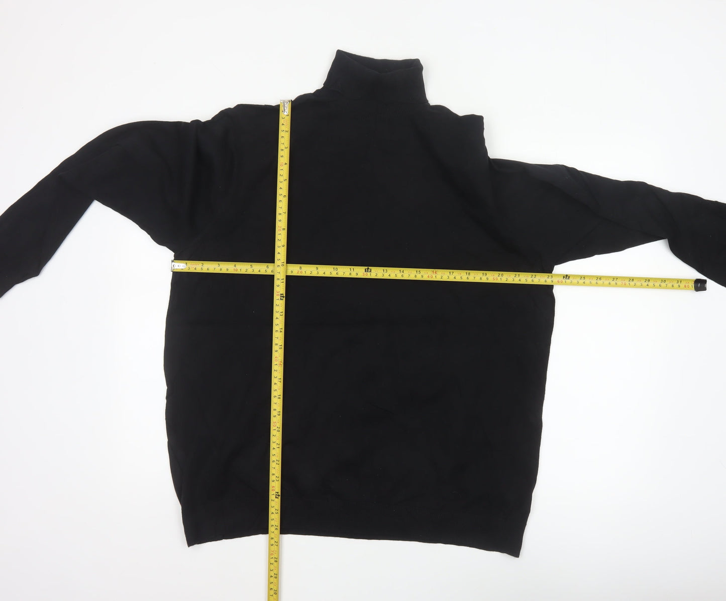 Marks and Spencer Men Black XL High Neck Cotton Knit Pullover Jumper
