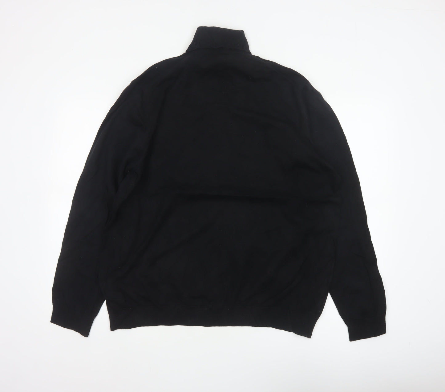 Marks and Spencer Men Black XL High Neck Cotton Knit Pullover Jumper