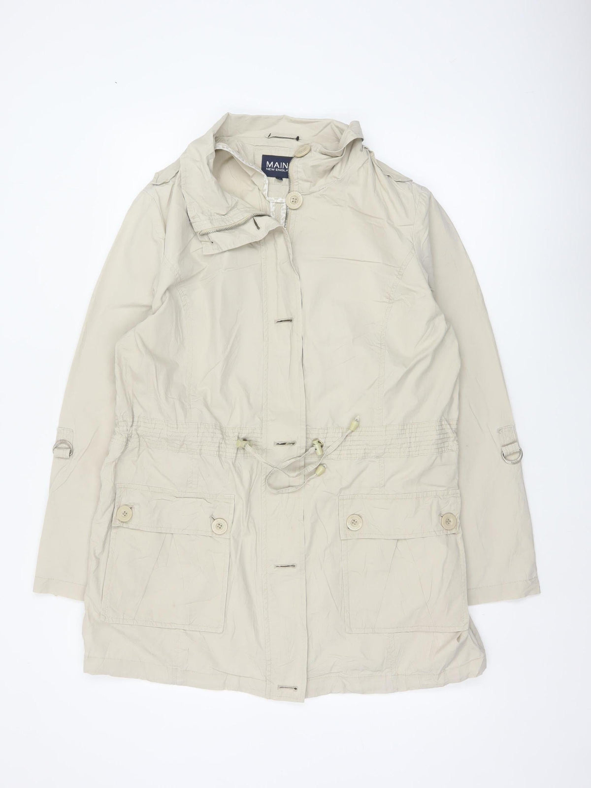 Additional front view of Maine New England Women Ivory UK 16 Hooded Parka Coat Cotton