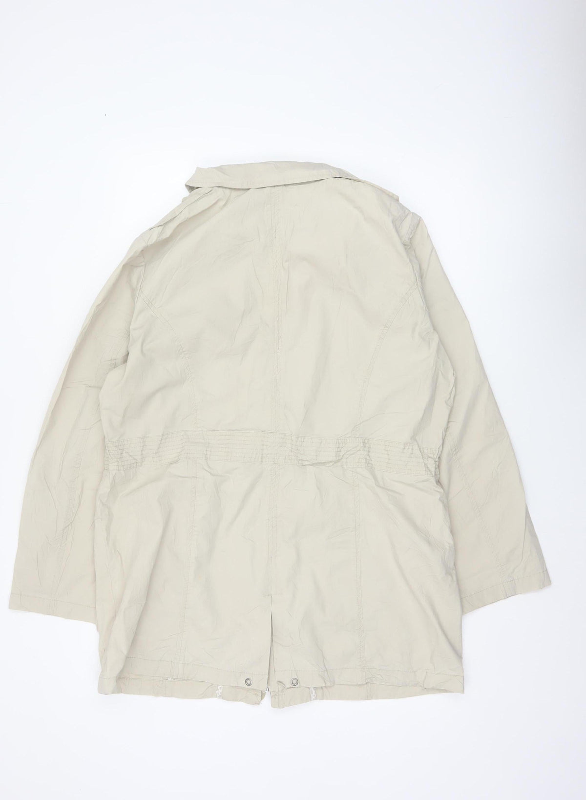 Close-up detail of Maine New England Women Ivory UK 16 Hooded Parka Coat Cotton