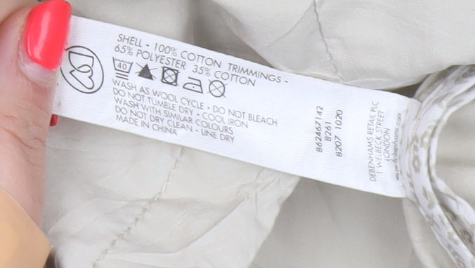 Brand and care label for Maine New England Women Ivory UK 16 Hooded Parka Coat Cotton