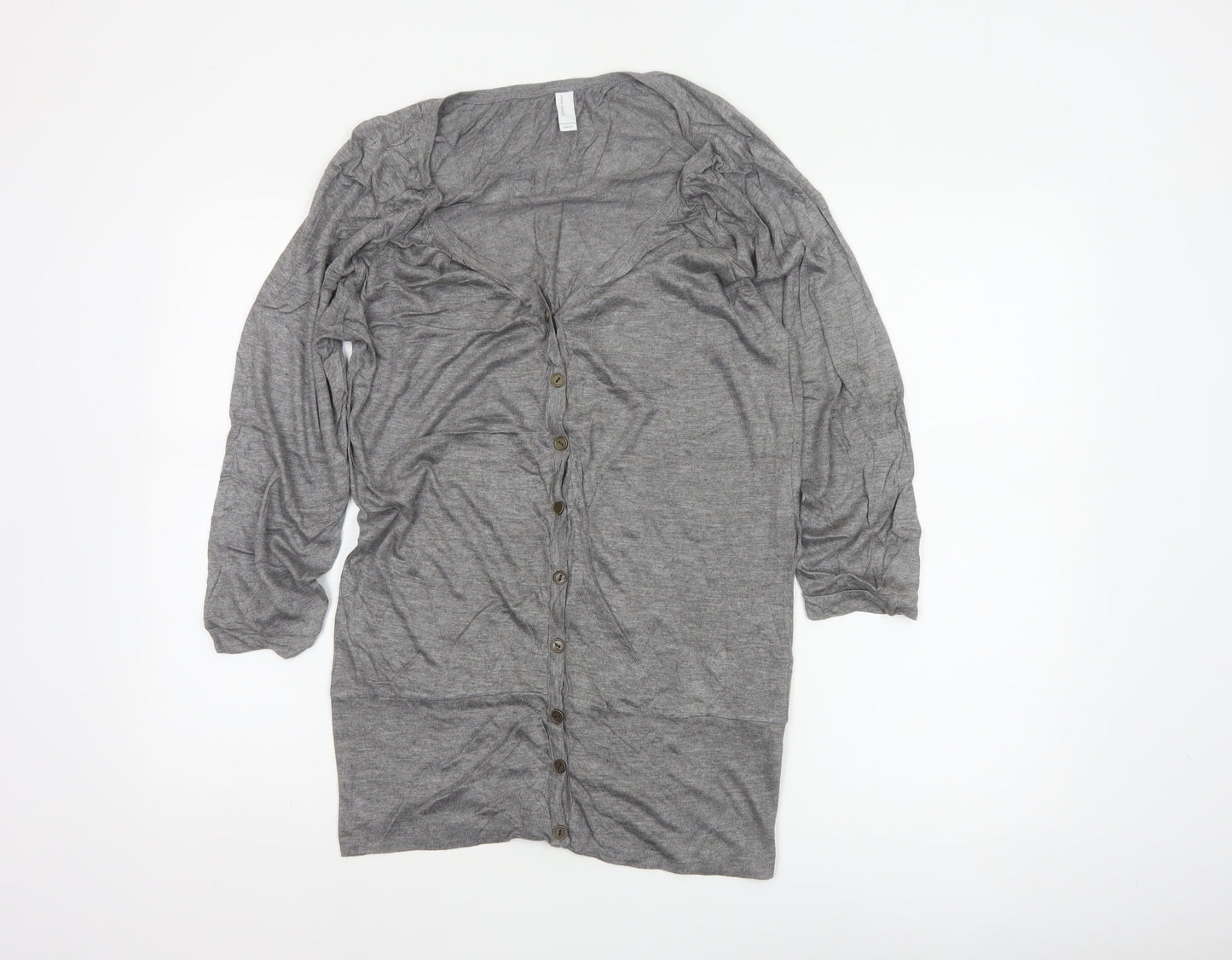 Vero Moda Women Grey M V-Neck Long Sleeve Lightweight Button Cardigan