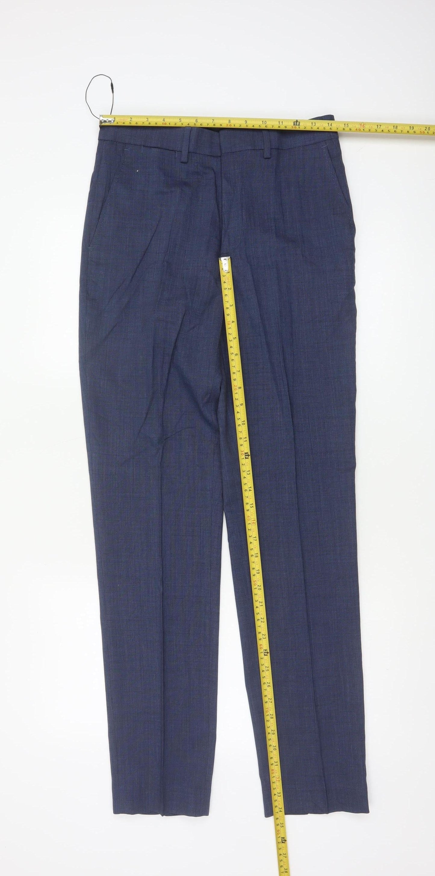 Marks & Spencer Men’s Blue 28 Slim Fit Wool Blend Dress Trousers