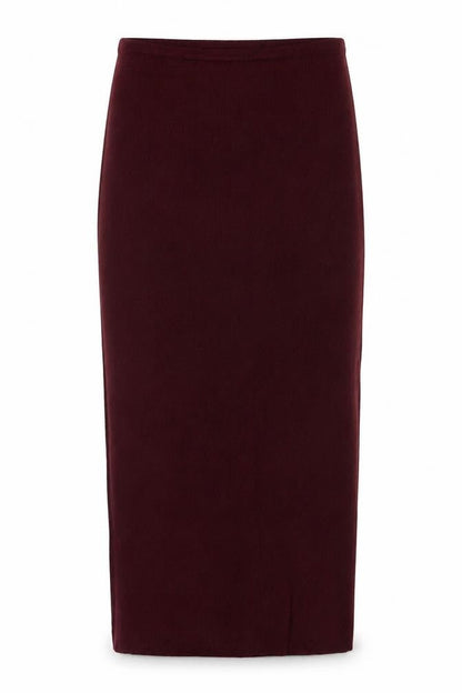 Zara Women Red S Rib Knit Maxi Pencil Skirt Wool Blend NWT