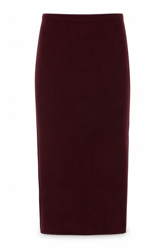 Zara Women Red S Rib Knit Maxi Pencil Skirt Wool Blend NWT