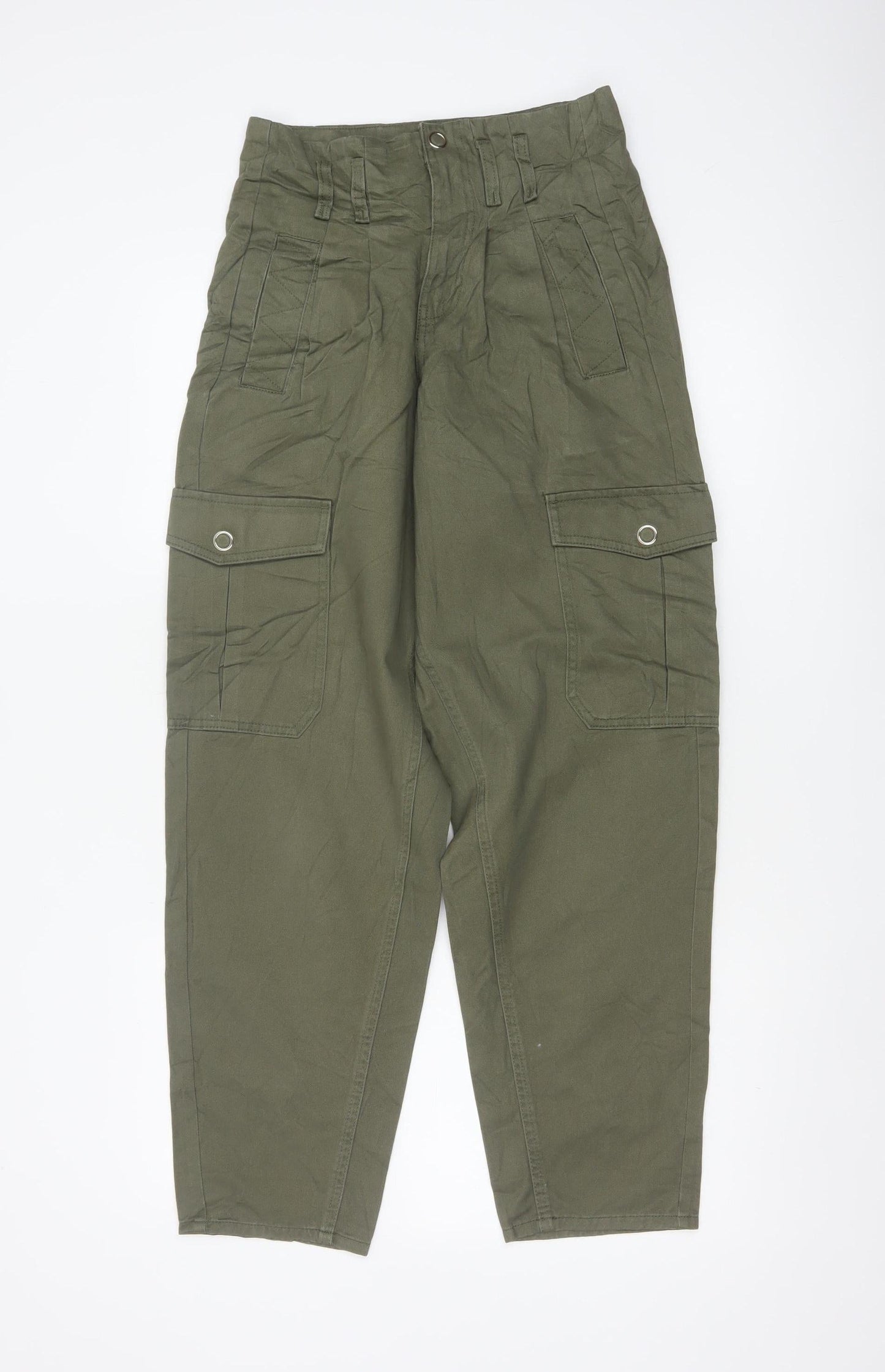 River Island Women Green UK 6 Tapered Cargo Trousers