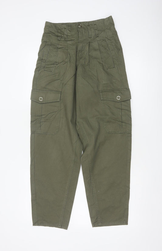 River Island Women Green UK 6 Tapered Cargo Trousers