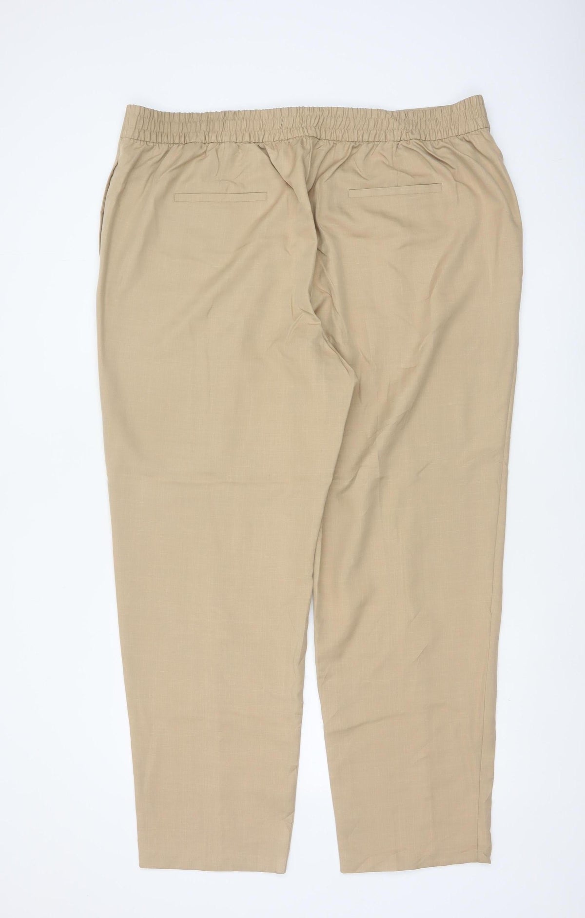 Marks & Spencer Women Beige UK 22 Straight High Rise Trousers