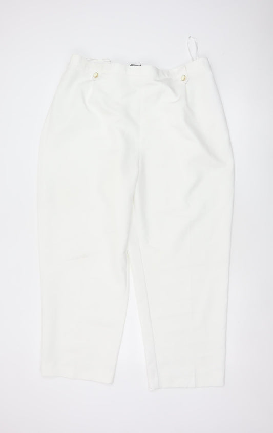 BM Women Ivory Size 20 Tapered Smart Trousers Elastic Back Pockets