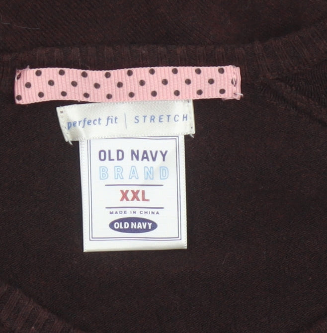 Old Navy Women’s Brown 2XL Stretch Knit Button Cardigan Long Sleeve