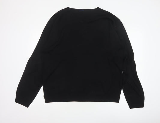 Casual Club Men’s Black XL V-Neck Acrylic Knit Pullover Jumper