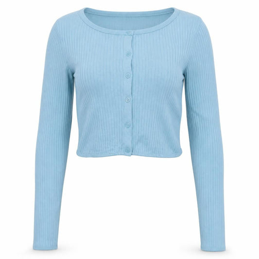 Uniqlo Women’s Blue S Ribbed Cotton Modal Button Cardigan