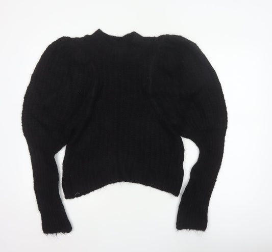 ASOS Women Black UK 8 Cable Knit Mock Neck Pullover Jumper