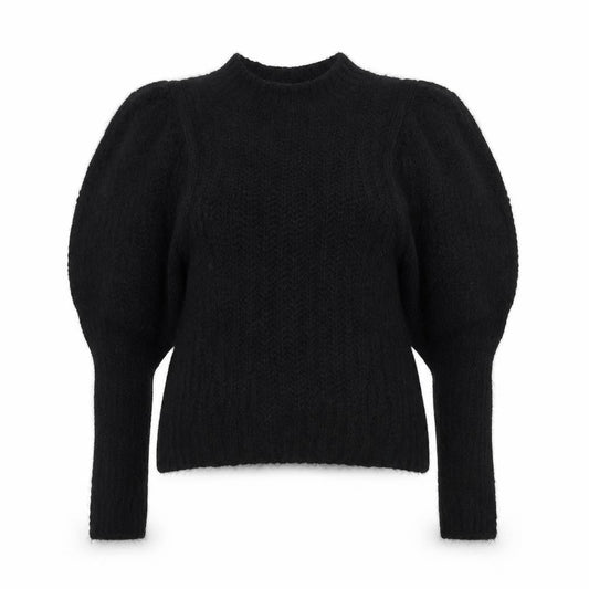 Front view of ASOS Women Black UK 8 Cable Knit Mock Neck jumper