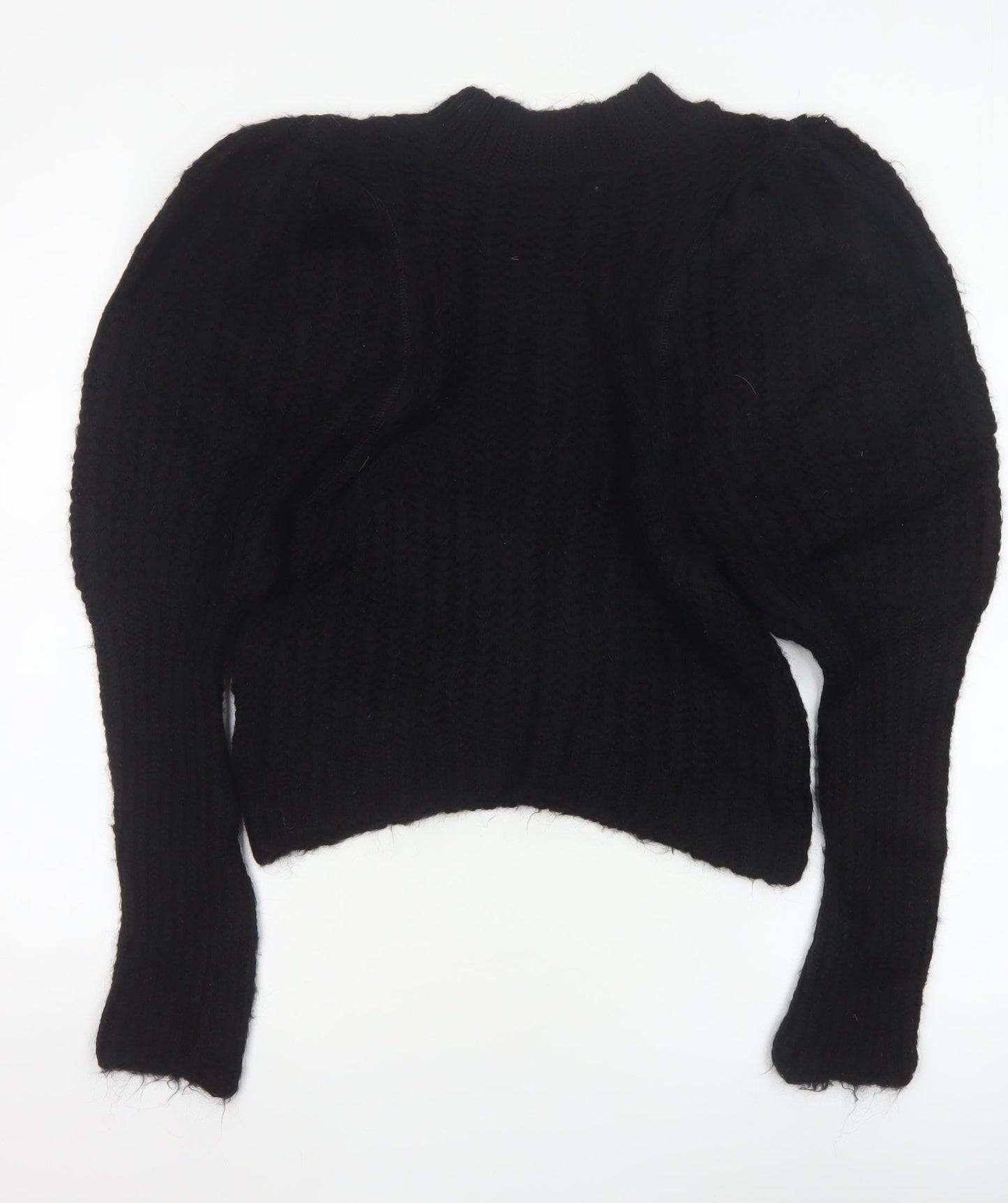 ASOS Women Black UK 8 Cable Knit Mock Neck Pullover Jumper