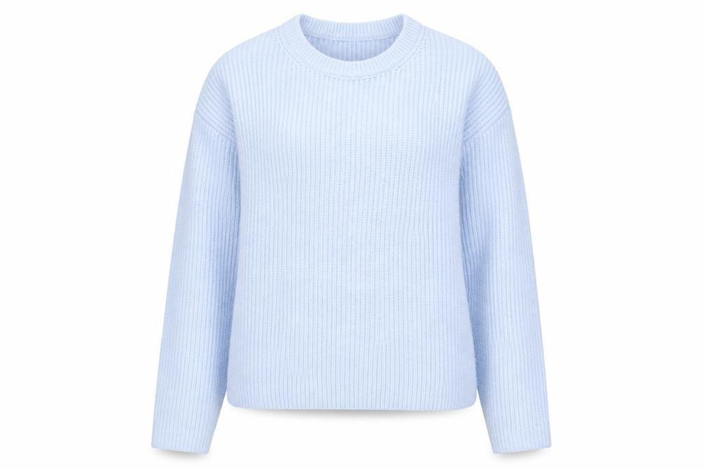 Marks and Spencer Women Blue UK 12 Rib Knit Crew Neck Pullover Jumper