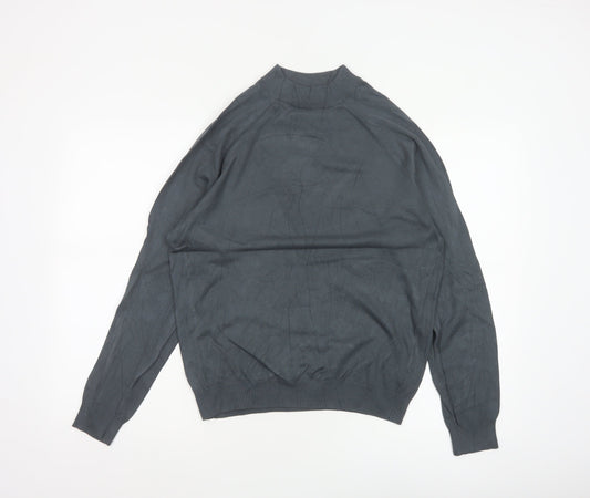 Zara Women Grey S Mock Neck Fine Knit Raglan Sleeve Pullover Jumper