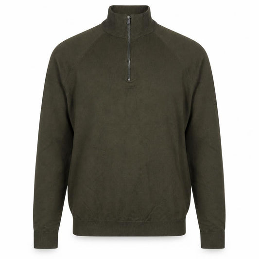 Marks & Spencer Men Green S 1/4 Zip High Neck Knit Jumper