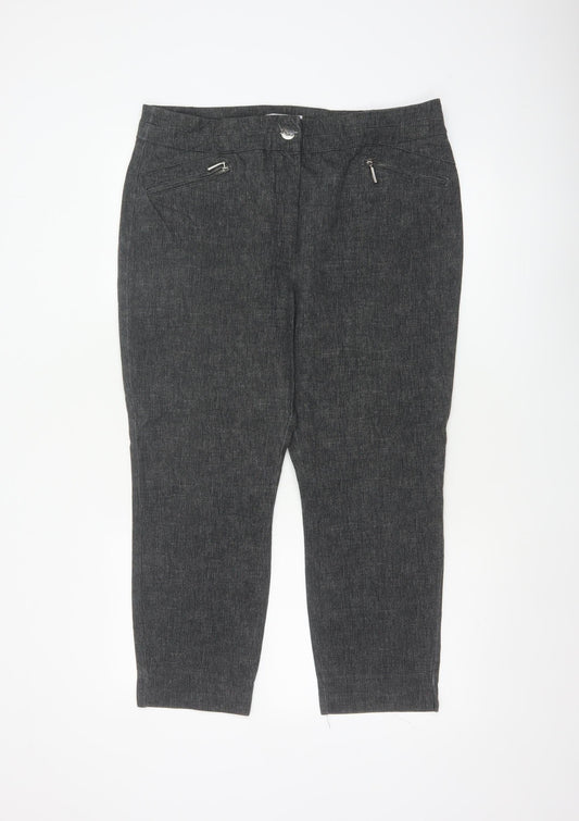 M&S Women’s Grey UK 16 Short High Rise Tapered Cotton Trousers