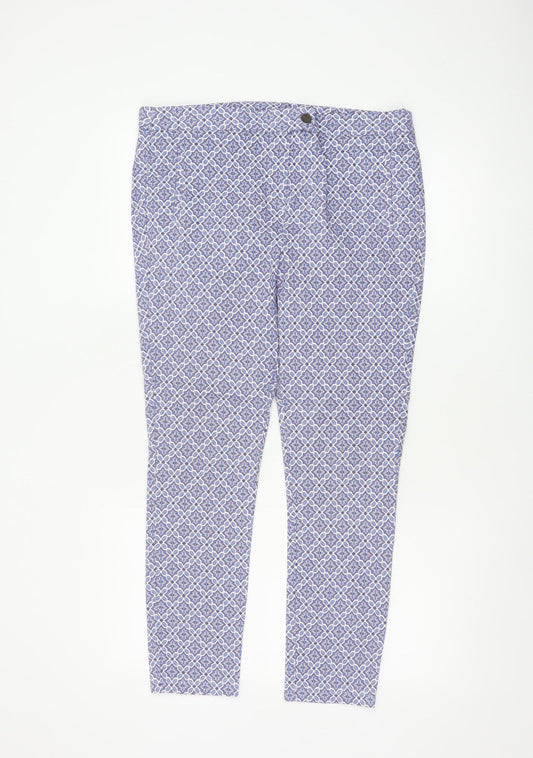 Dorothy Perkins Women’s Blue Geometric Skinny Trousers UK 14 Stretch