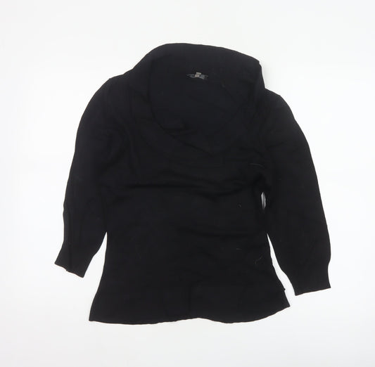 Coast Women’s Black Size 12 Cowl Neck Silk Blend Knit Jumper