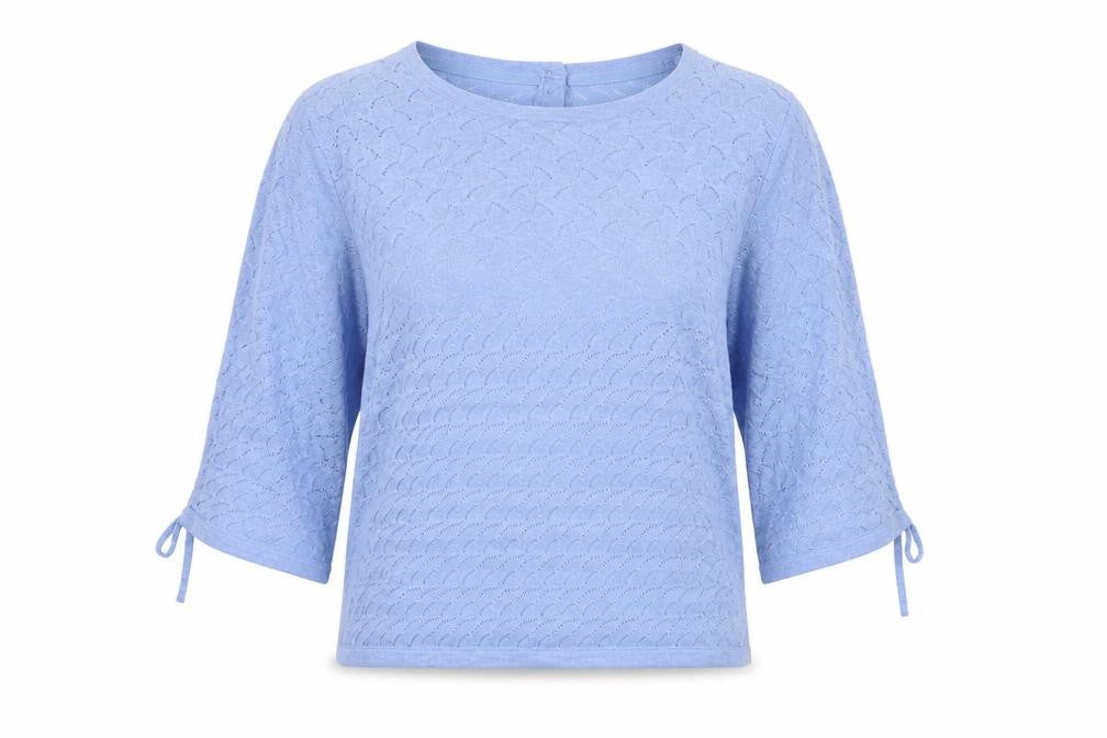 FatFace Women’s Blue UK 12 Open Knit Button 3/4 Sleeve Cardigan