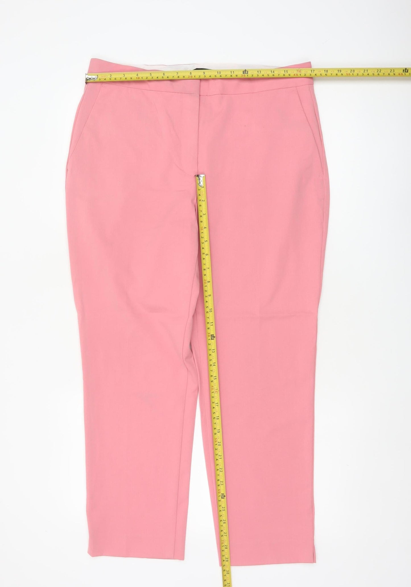 Zara Women Pink UK 14 High Rise Tapered Tailored Trousers