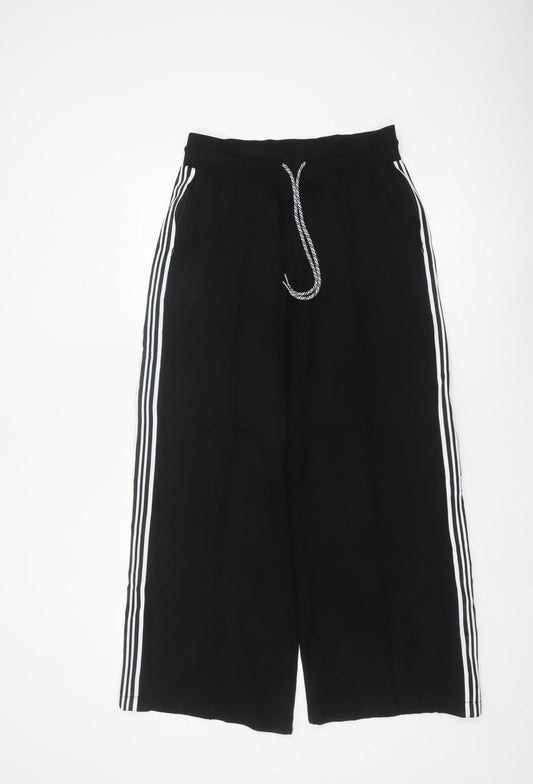Marks & Spencer Women's Black UK 10 Long Wide-Leg Stripe Trousers
