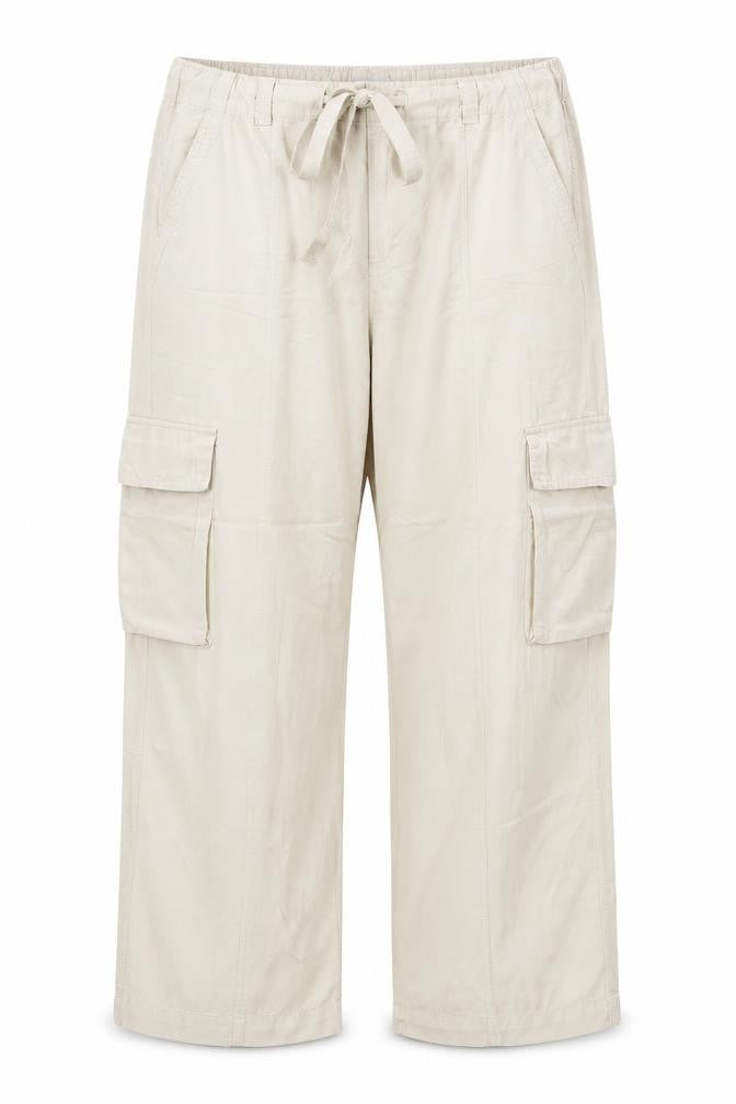 Marks & Spencer Women Ivory UK 22 Cargo Linen Blend Trousers