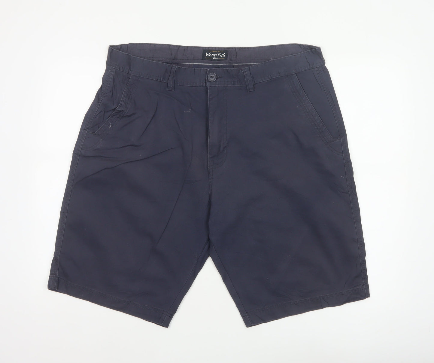 Weird Fish Men's Blue Size 40 Chino Shorts Organic Cotton
