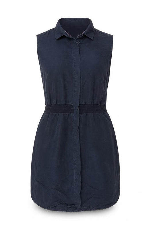 Jack Wills Women Navy UK 8 Sleeveless Shirt Dress Collared Lyocell