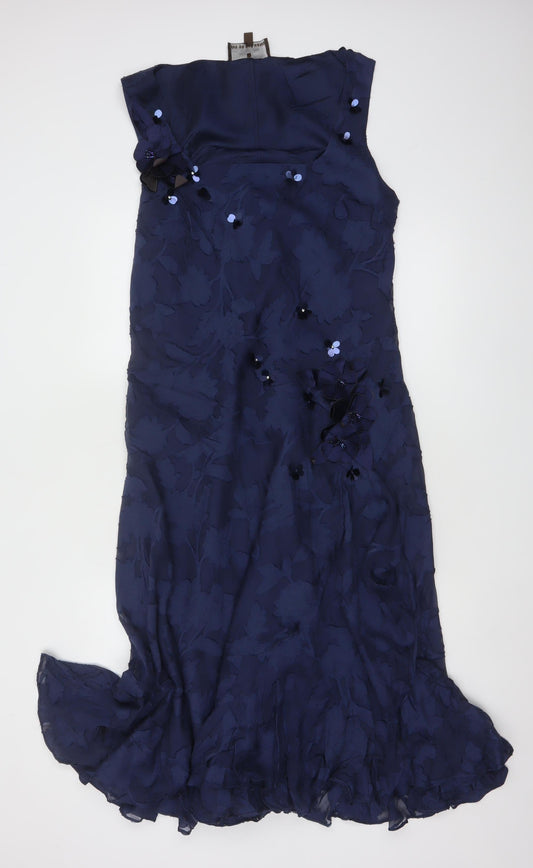 Fenn Wright Manson Women Blue UK 16 Long Mermaid Silk Floral Dress