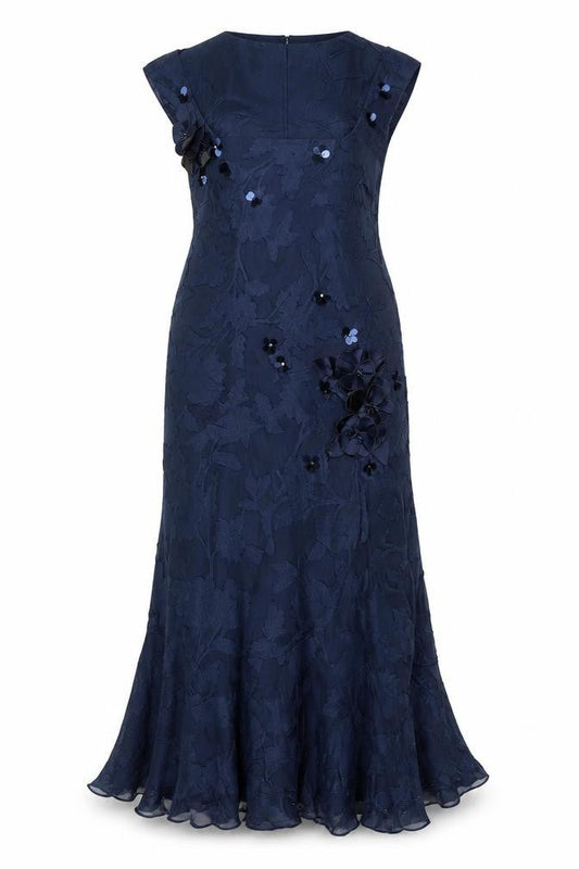 Fenn Wright Manson Women Blue UK 16 Long Mermaid Silk Floral Dress