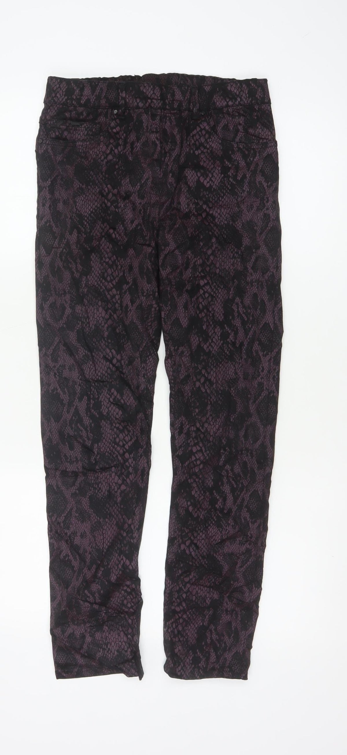 LauRie Women’s Purple Snake Print Skinny Stretch Trousers UK 8