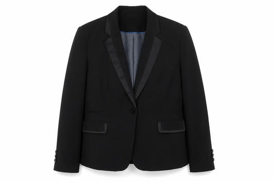 Country Casuals Women's Black UK 18 Tuxedo Blazer Satin Shawl Lapel