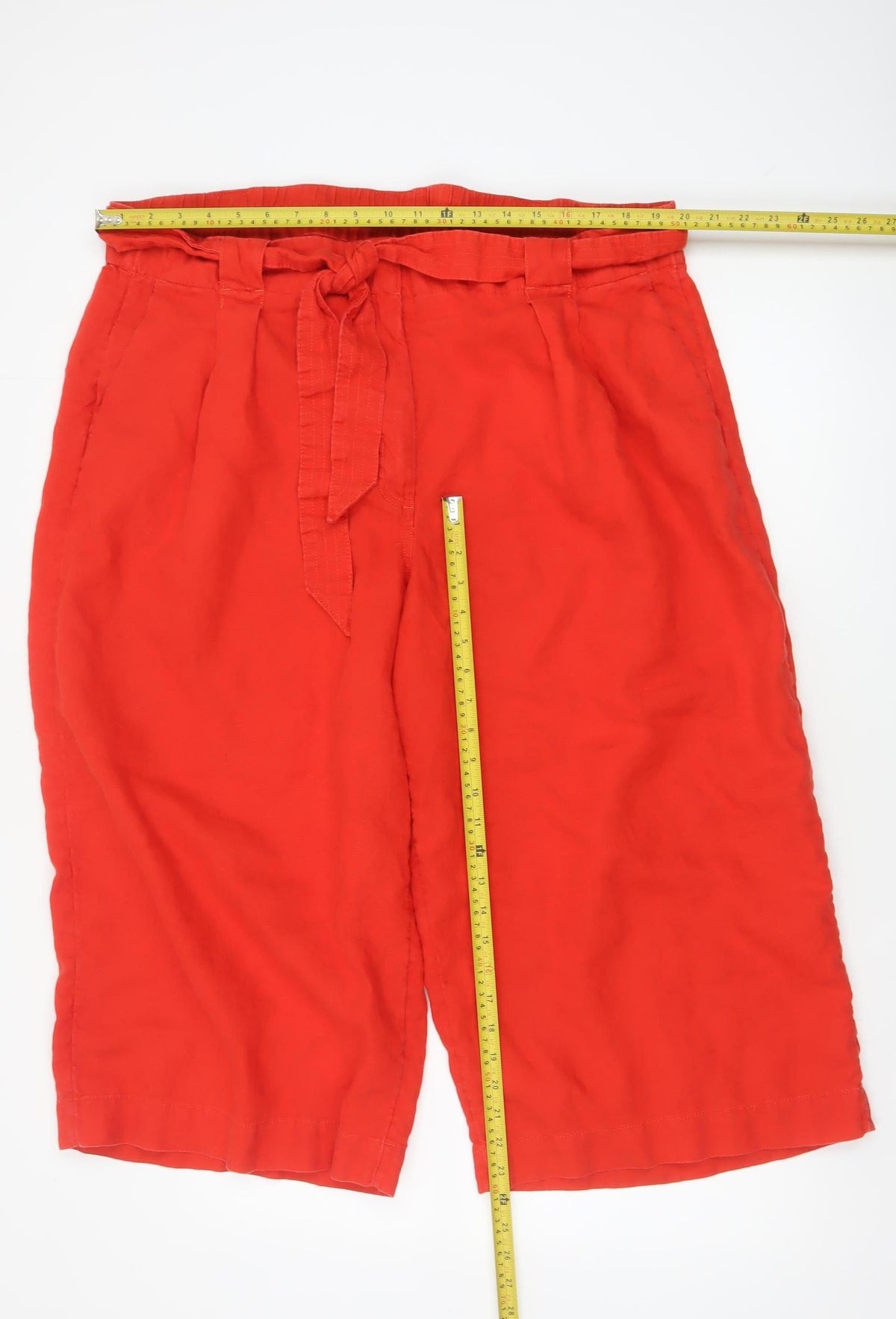 Marks & Spencer Women's Red Size 24 Paperbag Linen Trousers