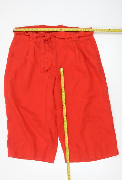 Marks & Spencer Women's Red Size 24 Paperbag Linen Trousers