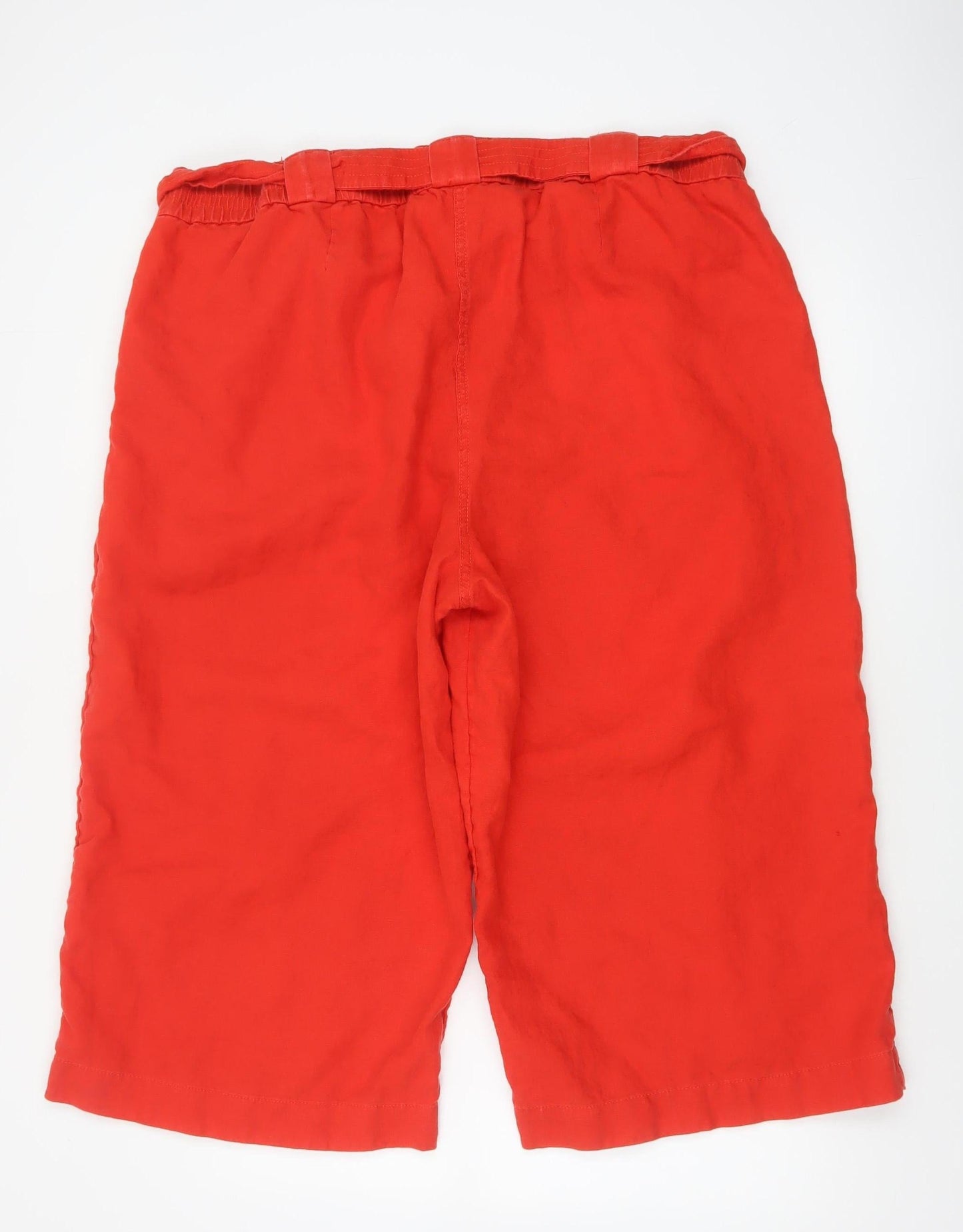 Marks & Spencer Women's Red Size 24 Paperbag Linen Trousers